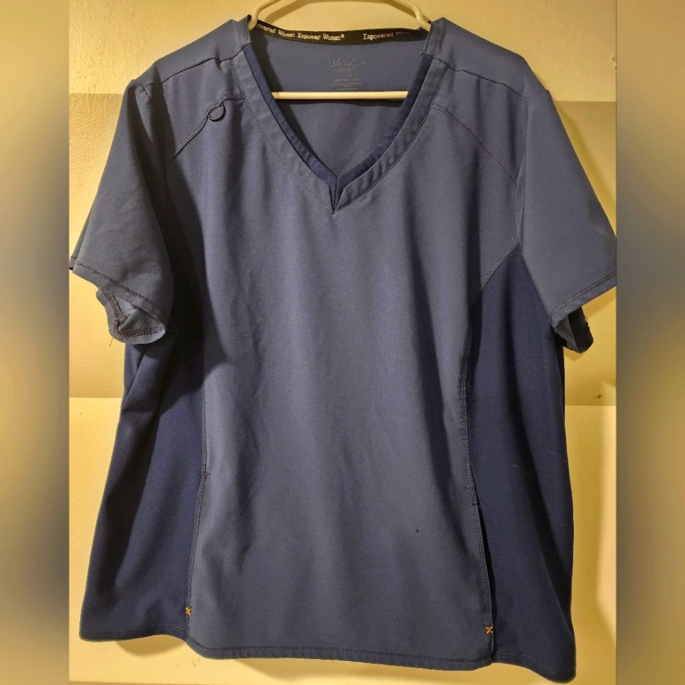 Katie Duke Cherokee Scrub Top Navy Blue Womens XXL